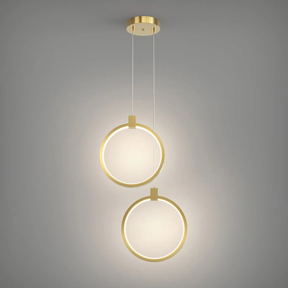 Nowoczesna lampa wisząca LED w geometrycznym stylu — złota, 2 formy | Norivo Norivo