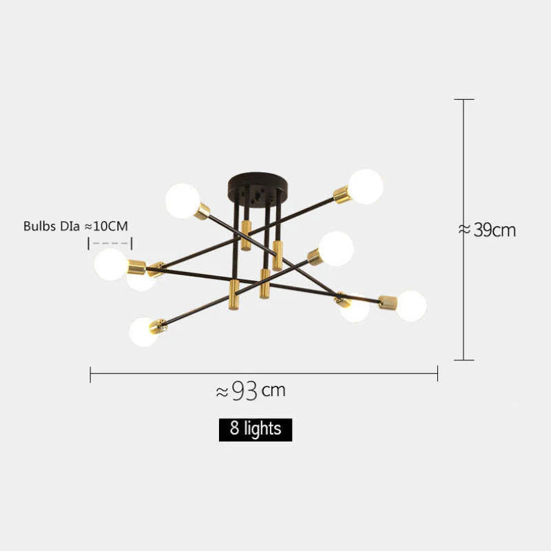 Industrialna lampa sufitowa żyrandol z okrągłymi lampami — 3 konfiguracje | Norivo Norivo