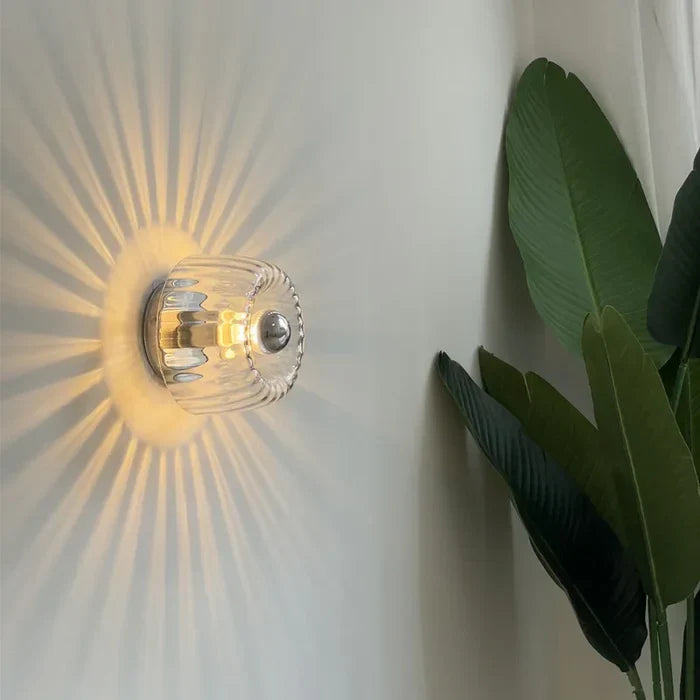 Elegancka lampa sufitowa szklana z kryształowym designem — plafon LED, srebrny lub złoty | Norivo Norivo