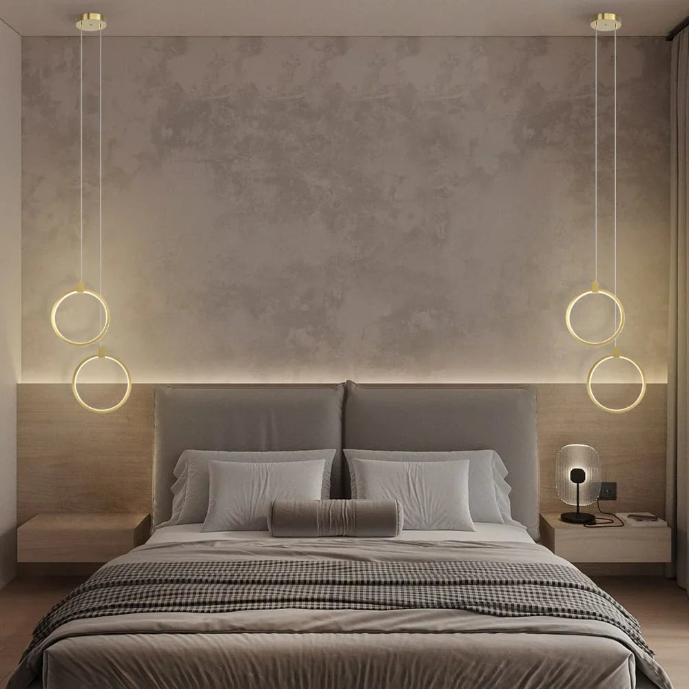 Lampa wisząca LED geometryczna — złoty design | Norivo Norivo
