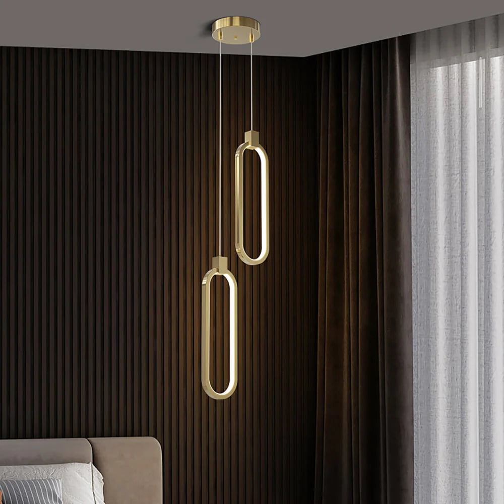 Nowoczesna lampa wisząca LED w geometrycznym stylu — złota, 2 formy | Norivo Norivo