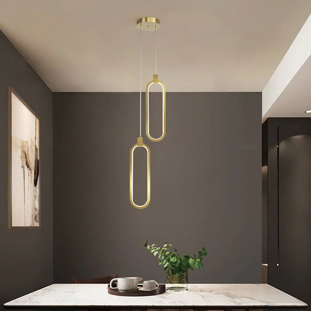 Lampa wisząca LED geometryczna — złoty design | Norivo Norivo