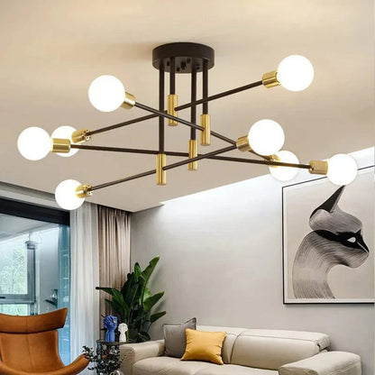 Industrialna lampa sufitowa żyrandol z okrągłymi lampami — 3 konfiguracje | Norivo Norivo