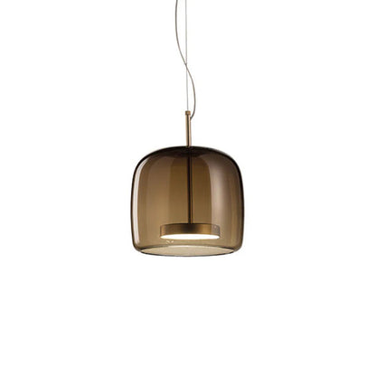 Szklana lampa wisząca LED — minimalistyczny klosz, złote wykończenie | Norivo Norivo