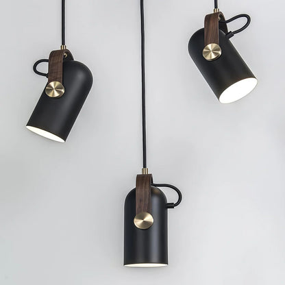 Lampa wisząca loftowa — drewno i metalowy klosz | Norivo Norivo