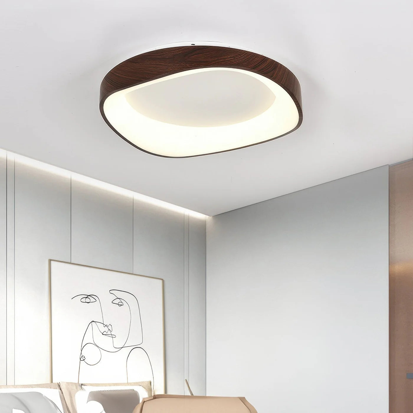 Skandynawska lampa sufitowa LED z efektem drewna — 5 kolorów, 3 rozmiary | Norivo Norivo