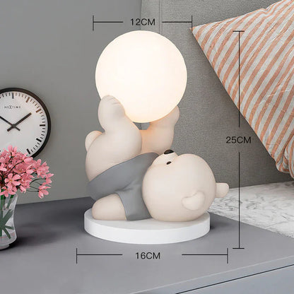 Dekoracyjna lampka nocna LED — miś z kulą świetlną, do pokoju dziecięcego | Norivo Norivo