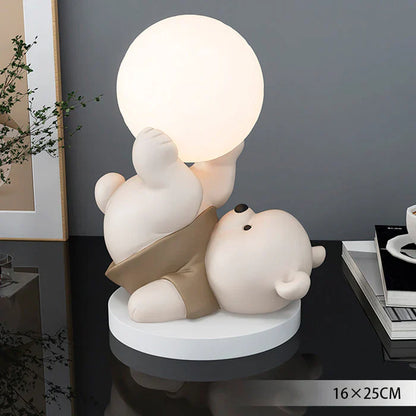 Dekoracyjna lampka nocna LED — miś z kulą świetlną, do pokoju dziecięcego | Norivo Norivo