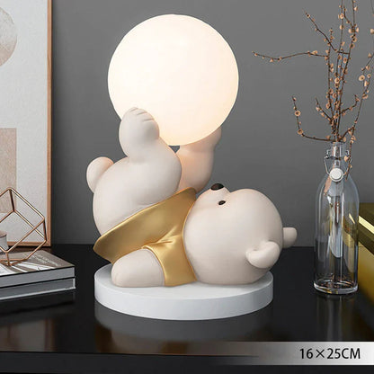 Dekoracyjna lampka nocna LED — miś z kulą świetlną, do pokoju dziecięcego | Norivo Norivo