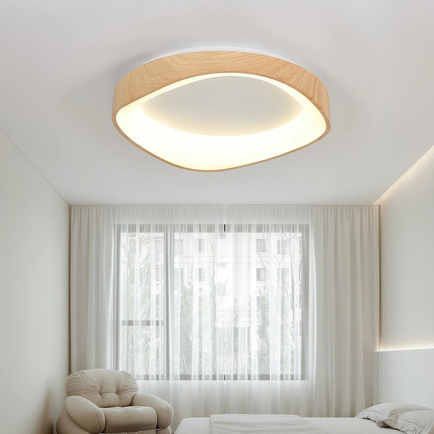 Skandynawska lampa sufitowa LED z efektem drewna — 5 kolorów, 3 rozmiary | Norivo Norivo