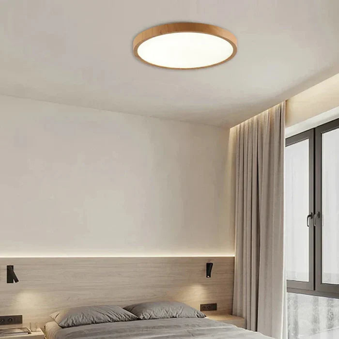 Lampa sufitowa LED z drewnianą ramą — okrągła | Norivo Norivo